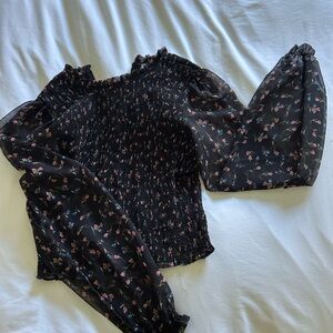 Sheer long sleeve blouse